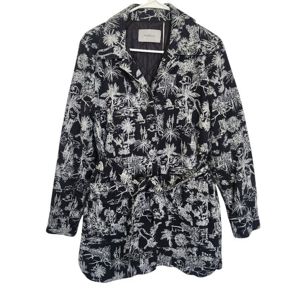 MARELLA By MaxMara Quilted Belted Printed Coat US 8 Designer Academia - Picture 1 of 10